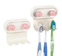 Linkidea Lot de 2 supports muraux de brosse à dents pour salle de bain, 3 emplacements autocollants en fer, compatibles avec Oral-B CrossAction, Colgate ExtraClean (pois rose)
