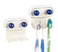 Linkidea Lot de 2 supports muraux pour brosse à dents de salle de bain, 3 emplacements autocollants, compatibles avec Oral-B CrossAction, Colgate ExtraClean (Multi)