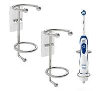 Linkidea Lot de 2 Supports muraux pour brosses à Dents électriques, pour Salle de Bain ou Douche, en Acier Inoxydable, avec adhésif intégré (argenté)