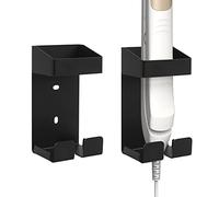 Linkidea Lot de 2 Supports pour boucleur muraux, Organisateur d’Outils de coiffage pour lisseur, étagère de Rangement pour Accessoires capillaires de Salle de Bain (Noir)