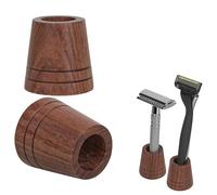Linkidea Lot de 2 supports pour brosse à dents et rasoir, support de rasage pour comptoir de salle de bain, compatible avec Gillette Vector 3, Harry's 5 Blade (marron)