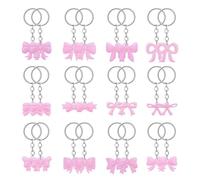 Linkidea Lot de 24 porte-clés en forme de nœud rose clair pour filles et femmes, anniversaire, enterrement de vie de jeune fille, fête prénatale, décorations de sacs à friandises