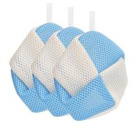 Linkidea Lot de 3 pochettes économiseuses de savon avec fermeture éclair, éponge exfoliante pour le corps avec boucle pour la main, poche en mousse de savon en maille pour douche et bain (rond)