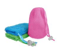 Linkidea Lot de 3 sacs à savon, pochette exfoliante pour savon exfoliant, poche à savon avec cordon de serrage pour bain douche (trois couleurs aléatoires)