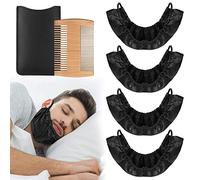 Linkidea Lot de 4 bandanas à barbe et peigne à barbe pour homme, taille XL, noir