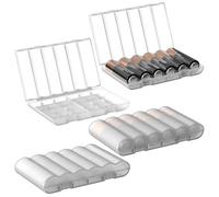 Linkidea Lot de 4 étuis de rangement étanches pour piles AA, organiseur portable pouvant contenir 6 piles, design compact et facile à transporter pour la maison, le camping, les accessoires