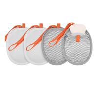 Linkidea Lot de 4 petites pochettes pour économiser du savon, éponge exfoliante douce pour le corps avec boucle pour la main, poche en mousse en maille pour douche et bain, ovale