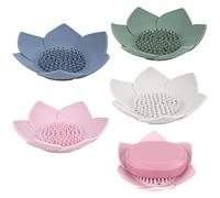 Linkidea Lot de 4 Porte-Savon avec Drainage, Barre en Silicone pour Salle de Bain, Porte-Savon en Forme de Fleur pour évier de Cuisine