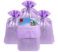 Linkidea Lot de 4 sacs cadeaux non tissés réutilisables avec cordon de serrage, compatibles avec LEGO, pour anniversaire, Noël et fête (violet)