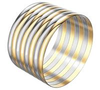 Linkidea Lot de 8 bracelets joncs pour femme en acier inoxydable extra large - Doré et argenté - Accessoire de poignet tendance - 20,3 cm (M)