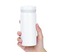 Linkidea Mini Bouteille isotherme 200 ml (7 oz), en acier inoxydable, pour boissons chaudes et froides. Anti-fuites, se glisse facilement dans un sac, une poche ou un sac à main (blanche)