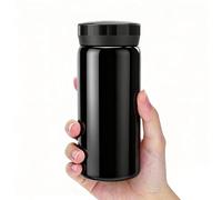 Linkidea Mini Bouteille isotherme 200 ml (7 oz), en acier inoxydable, pour boissons chaudes et froides. Anti-fuites, se glisse facilement dans un sac, une poche ou un sac à main (Noir)