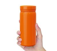 Linkidea Mini Bouteille isotherme 200 ml (7 oz), en acier inoxydable, pour boissons chaudes et froides. Anti-fuites, se glisse facilement dans un sac, une poche ou un sac à main (Orange)