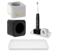 Linkidea Mini Porte-Brosse à Dents électrique avec Plat en diatomite, Support de Brosse à Dents en céramique pour comptoirs de Salle de Bain, Ensemble brosses à Dents jetables pour Couple et Enfants