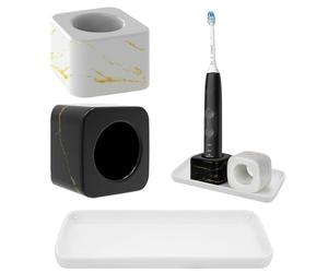Linkidea Mini Porte-Brosse à Dents électrique avec Plat en diatomite, Support de Brosse à Dents en céramique pour comptoirs de Salle de Bain, Ensemble brosses à Dents jetables pour Couple et Enfants