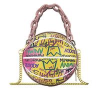 Linkidea Mini sac à main en forme de basket-ball pour femme, petit sac rond mignon, sac à bandoulière en cuir végétalien tendance (rose)