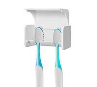 Linkidea Organiseur de Rangement Mural pour Brosse à Dents avec Couvercle, 2 emplacements pour Brosse à Dents, Support Mural Autocollant pour Douche, Camping-Car, Salle de Bain (Blanc)