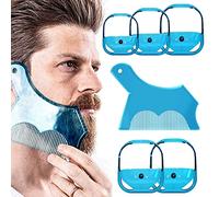 Linkidea Outil façonnage et coiffure de barbe avec peigne, guide de barbe pour homme, moustache transparente et pattes latérales, pochoir pour ligne de mâchoire, joues, cou, courbe symétrique, bleu