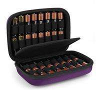 Linkidea Petite boîte de rangement rigide pour piles - Support portable et récipient de transport pour 32 piles AA AAA - Étui de rangement de voyage compact (violet)