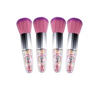 Linkidea Pinceau Poudre Remover, 4 Pcs Voyage Kabuki Bronzer Poudre Pinceaux pour Visage Blush Maquillage & Ongles, Nail Art Dust Brushes avec Poignée Décorée de Granules Colorés (Violet)