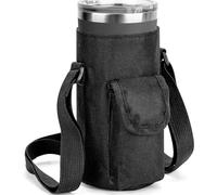 Linkidea Pochette de Transport pour gobelet Compatible avec gobelet Yeti Rambler de 20 oz, Greens Steel Beast, gobelet RTIC, Sac Isotherme en Tissu Oxford avec Poche (Noir)