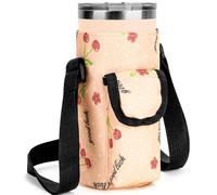 Linkidea Pochette de Transport pour gobelet Compatible avec gobelet Yeti Rambler de 20 oz, Greens Steel Beast, gobelet RTIC, Sac Isotherme en Tissu Oxford avec Poche (Cerise)