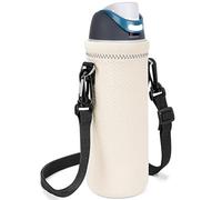 Linkidea Porte-bouteille avec bandoulière, compatible avec les bouteilles Owala FreeSip 32oz/40oz, en néoprène, blanc cassé