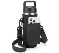 Linkidea Porte-Bouteille avec Sangle Compatible avec Les Bouteilles Yeti Rambler 18 oz et Yonder 600 ml/20 oz, Porte-Bouteille Isotherme, bandoulière avec Poche pour téléphone (Noir)