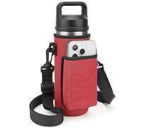 Linkidea Porte-Bouteille avec Sangle Compatible avec Les Bouteilles Yeti Rambler 18 oz et Yonder 600 ml/20 oz, Porte-Bouteille Isotherme, bandoulière avec Poche pour téléphone (Rouge)