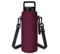Linkidea Porte-bouteille avec sangle, compatible avec les bouteilles YETI Rambler 26oz/36oz, porte-bouteille avec bandoulière, rouge vin