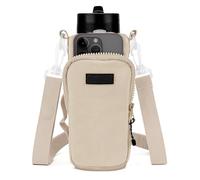 Linkidea Porte-Bouteille avec Sangle Compatible avec Yeti Rambler 18oz/26oz, Owala FreeSip 24oz/32oz, Support bandoulière, Sangle d’épaule avec Poche pour téléphone (Beige)