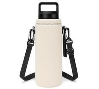 Linkidea Porte-bouteille avec sangle, compatible avec YETI Rambler 26 oz, sac bandoulière pour bouteille avec sangle d’épaule, blanc cassé