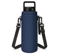 Linkidea Porte-bouteille avec sangle, compatible avec YETI Rambler 26 oz, sac bandoulière pour bouteille d’eau avec sangle d’épaule, Bleu marine
