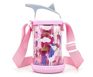 Linkidea Porte-Bouteille d'eau à Fond Rigide Transparent Compatible avec Contigo 14 oz, Yeti Rambler Jr. 12 oz, Owala FreeSip Kids Water Bottle, Water Bottle Tote (Rose)