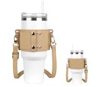 Linkidea Porte-Bouteille d'eau avec Sangle Compatible avec Stanley Quencher H2.0 887 oz/1200 ML, Simple Modern 1134 g, Porte-Bouteille en Cuir végétalien avec Porte-clés, Peau, One Size, Sportif