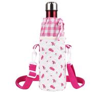 Linkidea Porte-bouteille d'eau avec sangle compatible avec S'well ORIGINAL, BJPKPK 759,7 g, bouteille en forme de cola avec cordon de serrage, sac à bandoulière, rose