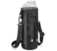 Linkidea Porte-bouteille d'eau Molle avec cordon de serrage compatible avec Owala FreeSip 100/1,2 l, large goulot de 1,4 l, support de sac à bandoulière pour bouteille d'eau avec bandoulière, noir