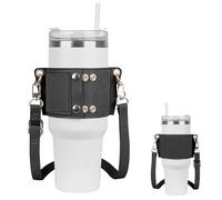 Linkidea Porte-bouteille d'eau Stanley Quencher H2.0 et Simple Modern, cuir végétalien, bandoulière avec porte-clés