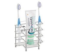 Linkidea Porte-Brosse à Dents Autocollant en Acier Inoxydable, Support de Dentifrice à 3 Compartiments, Compatible avec Colgate Extra Clean et Oral-B CrossAction (Nickel brossé)