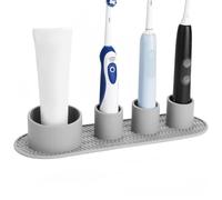 Linkidea Porte-Brosse à Dents électrique en Silicone, Organiseur de comptoir à 4 emplacements, Compatible avec la série Oral-B IO, Philips Sonicare ProtectiveClean (Gris)