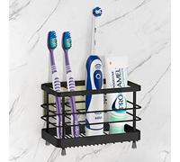 Linkidea Porte-Brosse à Dents Mural antidérapant pour Brosse à Dents électrique, Dentifrice, 7 emplacements multifonctionnels pour Rasoir, Rasoir, Peigne (Noir)