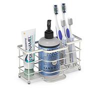 Linkidea Porte-Brosse à Dents ventilé en Acier Inoxydable pour Salle de Bain, Brosse à Dents, Dentifrice, Rasoir, Savon pour Les Mains, vanité de comptoir à 6 Fentes (Nickel brossé)