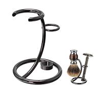 Linkidea Porte-brosse de rasage de douche, porte-rasoir de sécurité, compatible avec Vikings Blade Chieftain, rasoir empereur Augustus (nickel brossé)