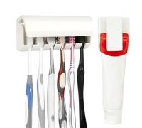 Linkidea Porte-brosses à Dents 6 Compartiments avec Couvercle Anti-poussière et Clip Dentifrice, Support Plastique adhésif pour Douche, Compatible Oral-B/Colgate Manuel