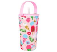 Linkidea Porte-gobelet à café glacé compatible avec Starbucks Venti et Trenta, Dunkin'Donuts, sac isotherme en tissu Oxford pour boissons au café de 22 oz à 32 oz (Rose)