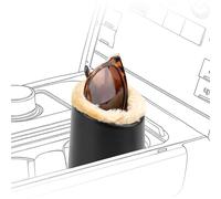 Linkidea Porte-gobelet de voiture, porte-lunettes de soleil compatible avec les lunettes de soleil extra-larges, support de lunettes en cuir végétalien doublé de peluche (Noir)