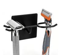 Linkidea Porte-lame pour douche mural, crochet de rasoir à coller, support rasoir en acier inox, compatible avec Gillette Fusion5, Mach3, Sensor3, rangement salle de bain (Noir)