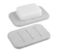 Linkidea Porte-savon en Diatomite, Support de Savon à Séchage Rapide, Récipient à Savon Auto-séchant (Gris)