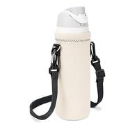 Linkidea Sac de transport en néoprène compatible avec Owala FreeSip 710 ml, Twist 710 ml, Potter 710 ml, pochette isotherme avec sangle réglable, blanc cassé