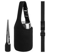 Linkidea Sac de Transport Isotherme pour Bocal Alimentaire, Petits Sacs à Lunch en néoprène pour Femmes, Sacs à Lunch isothermes à 2 Voies pour Bocal avec bandoulière (Noir) (Petit)